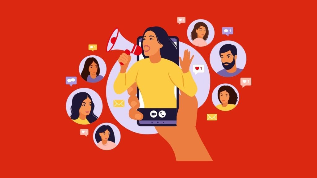 elementos simbolizando influenciador de redes sociais
