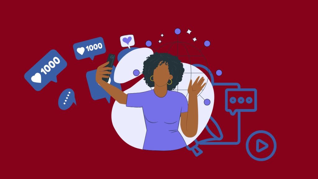 elementos simbolizando influenciador de redes sociais