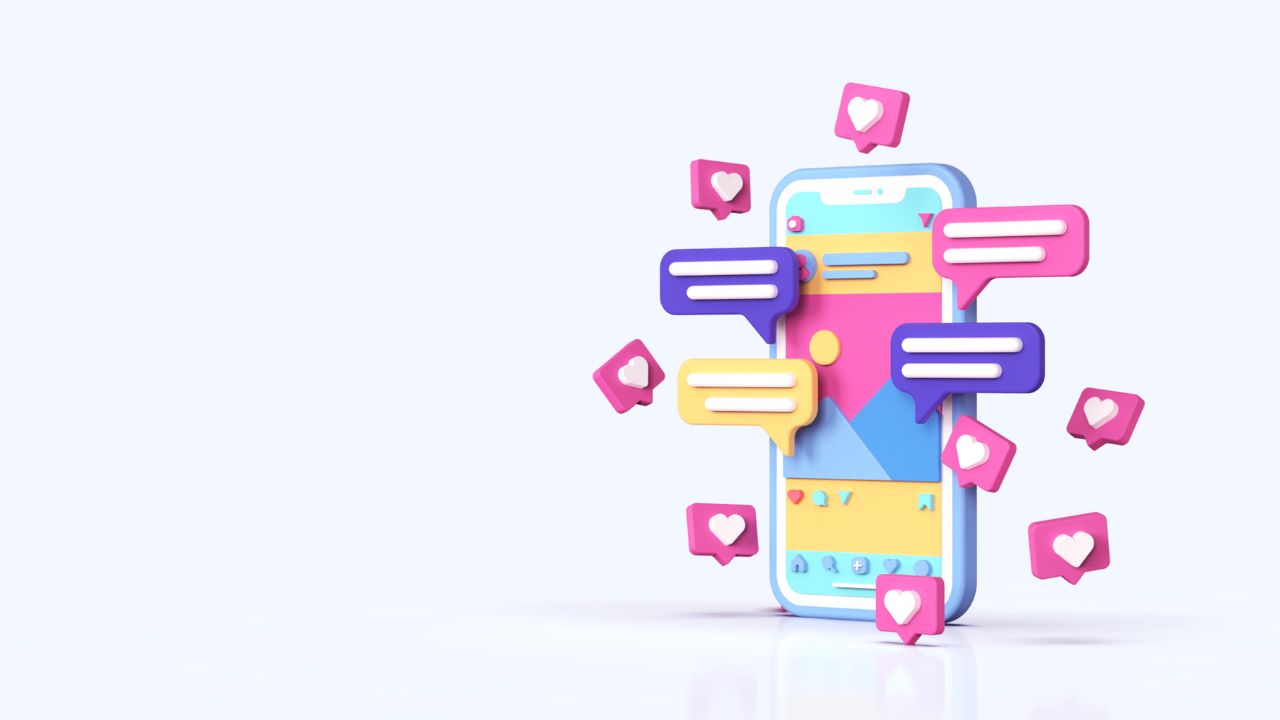 elementos que simbolizam ideias e redes sociais